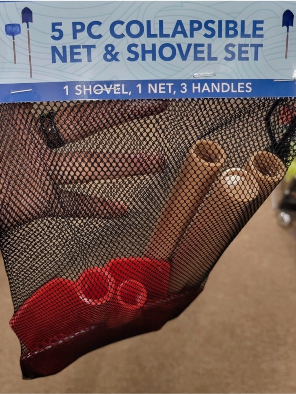 5-Piece Collapsible Net and Shovel Set - Beach and Sand Play Tools